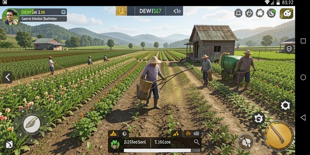 Gameplay DEWI567 yang menampilkan aktivitas bertani yang seru.