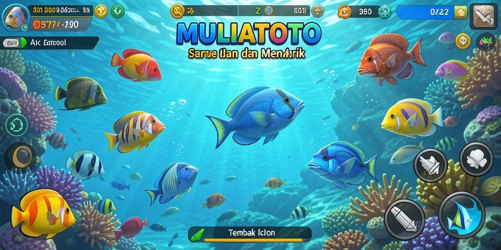 Tampilan gameplay seru di MULIATOTO, menangkap ikan berharga.