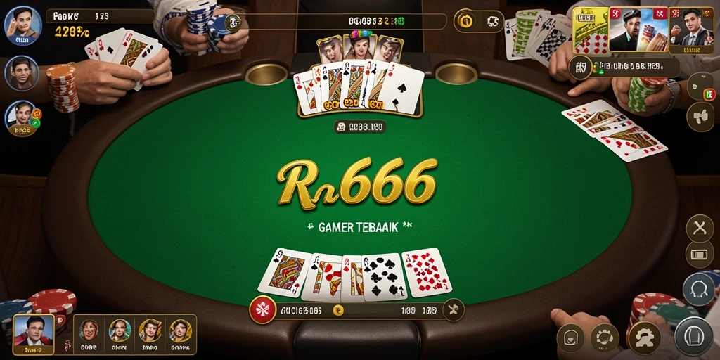Screenshot gameplay RR666 menampilkan aksi mendebarkan permainan poker.