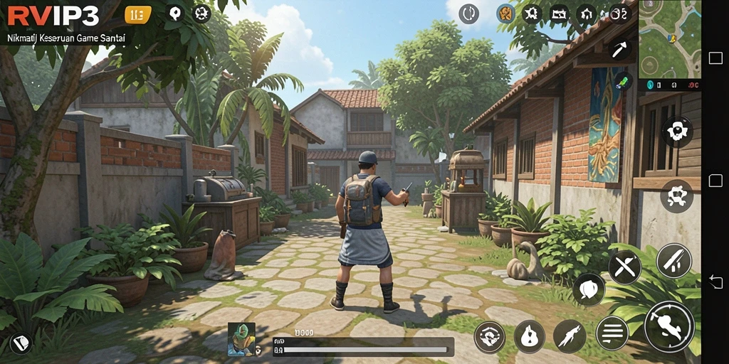 Tampilan gameplay seru dalam RVIP3 yang penuh warna.