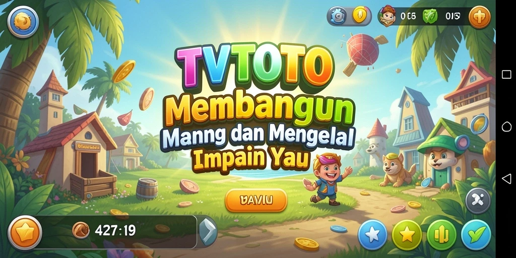 Tangkapan layar utama TVTOTO menampilkan gameplay simulasi yang menarik.